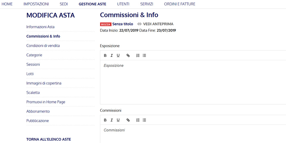 Pubblicare un'asta è facile e veloce